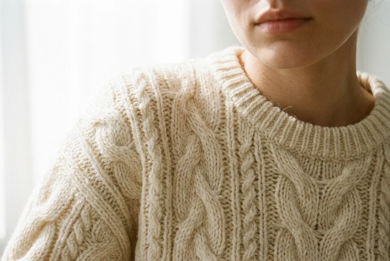 Cable knit sweater — Cable stitch and fibre halo