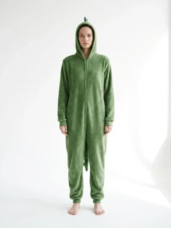 Dinosaur onesie — Shot with a completely straight face