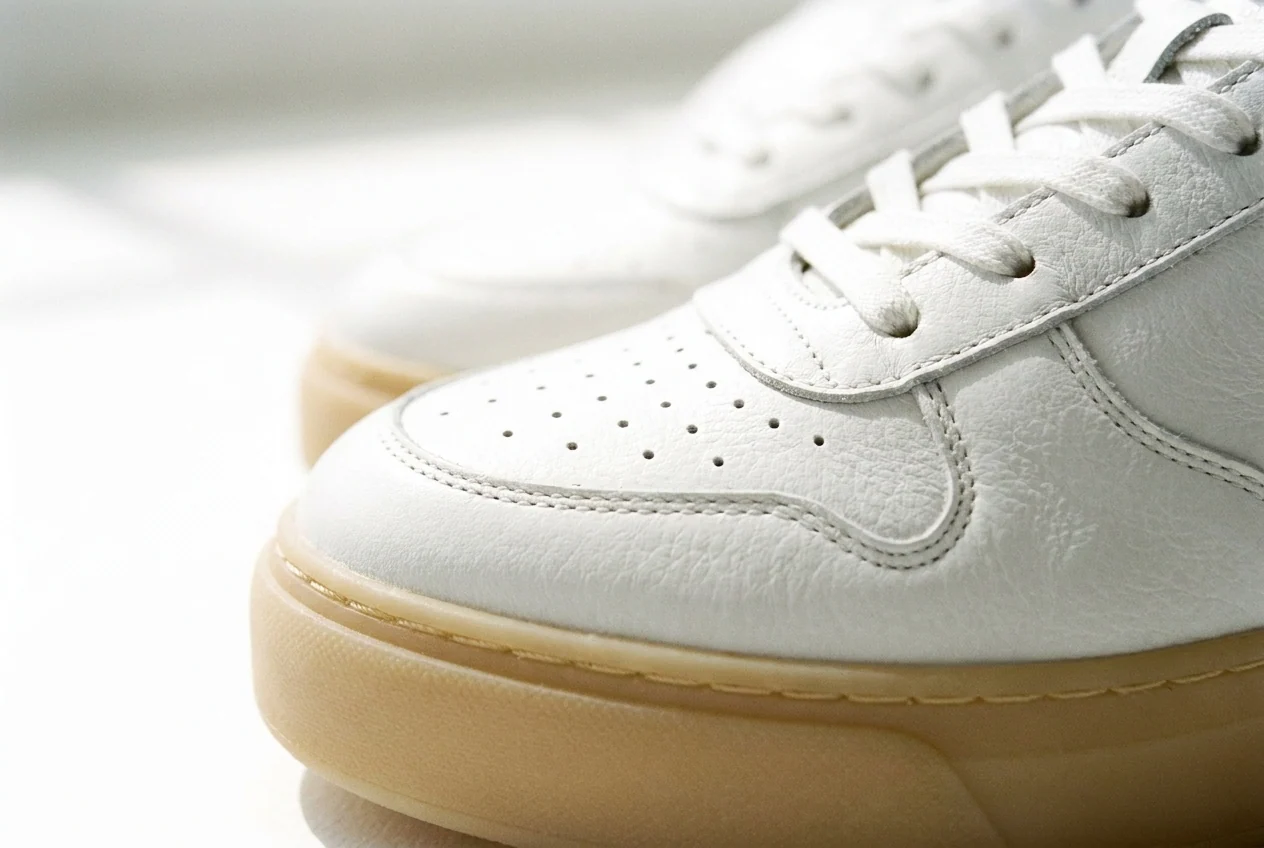 Leather sneakers — Perforation, eyelet, gum sole edge