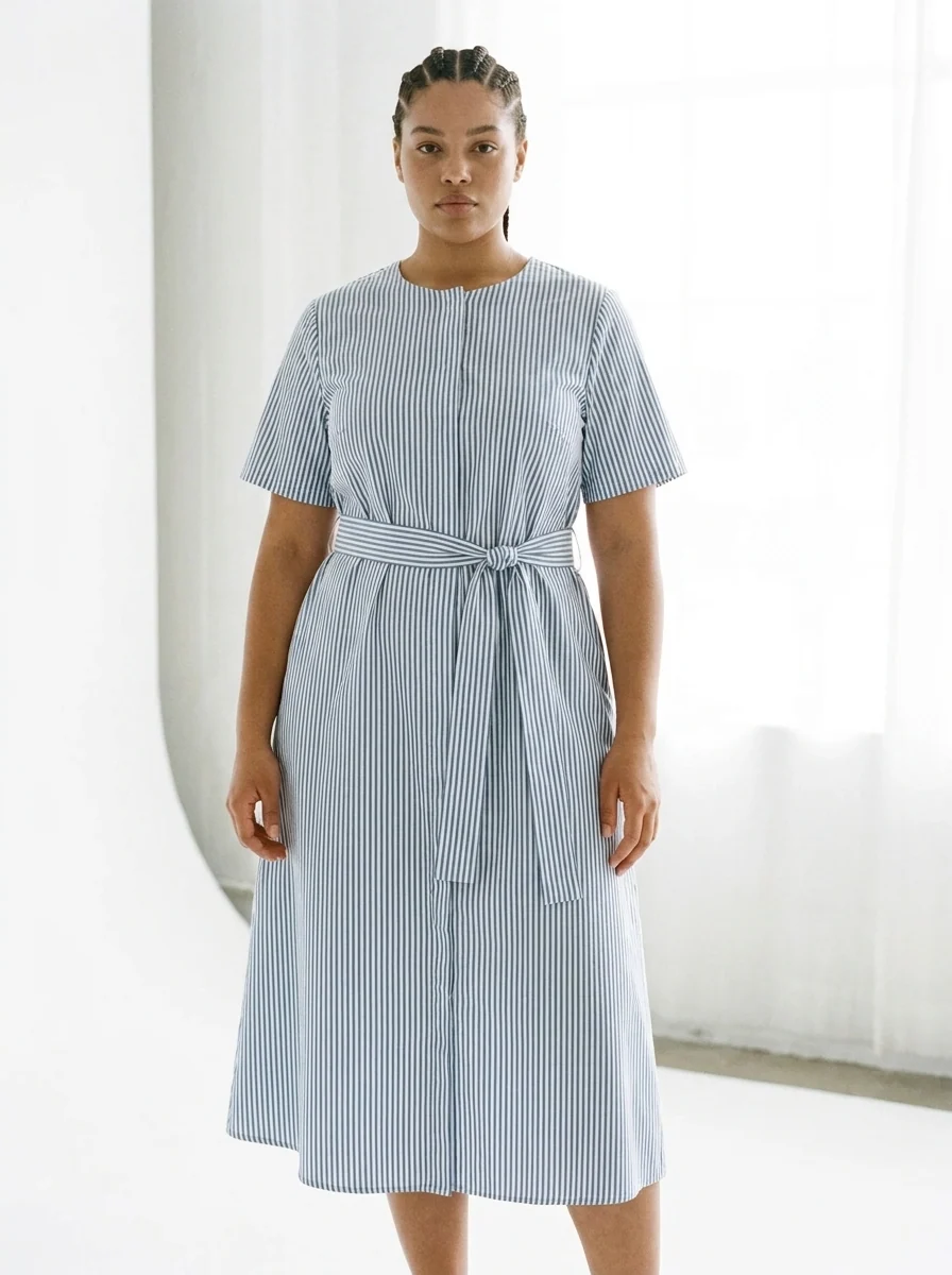 Striped cotton midi